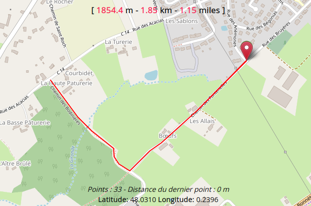 randonnée pmr 1.85 km Chemin des Bodinières Sargé-lès-le-Mans